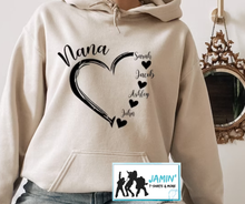 Load image into Gallery viewer, Custom Mothers Day Collection (Heart with Names) black font