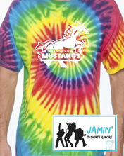 Load image into Gallery viewer, Meadowview Mustangs Tye Dye Tshirt (white font)