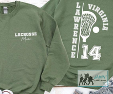 Load image into Gallery viewer, Lacrosse Mom w/ Name & Number (white font)