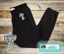 Load image into Gallery viewer, Leopard Cross with Heart Sweatpants