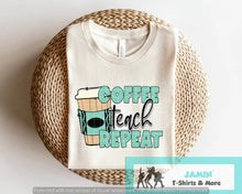 Load image into Gallery viewer, Coffee Teach Repeat (teal crayon)