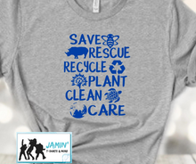 Load image into Gallery viewer, Save Rescue Recycle Plant Clean Care