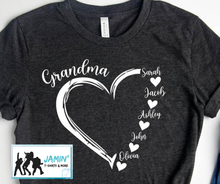 Load image into Gallery viewer, Custom Mothers Day Collection (Heart with Names) white font
