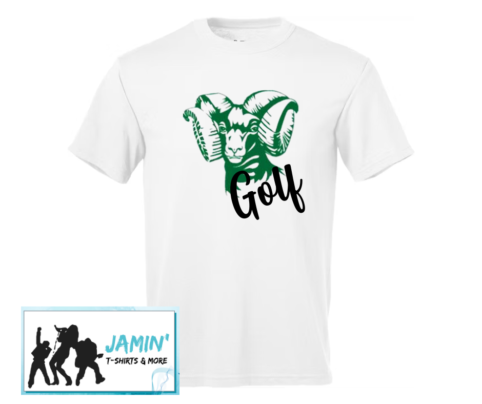 Golf (Rams Mascot / Cursive Black Font)