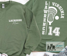 Load image into Gallery viewer, Lacrosse Mom w/ Name &amp; Number (white font)
