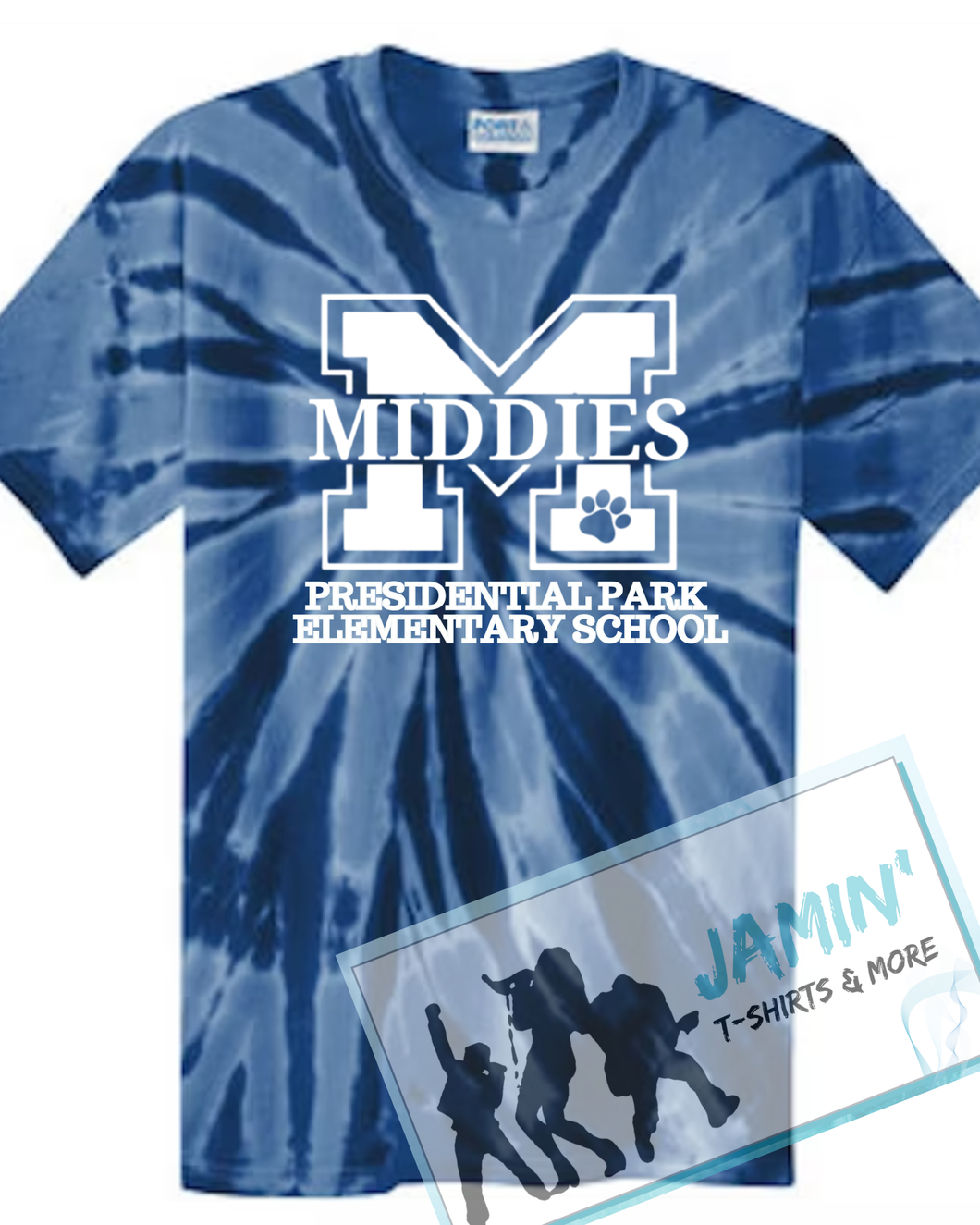 Middies Tye Dye Tshirt (white font)