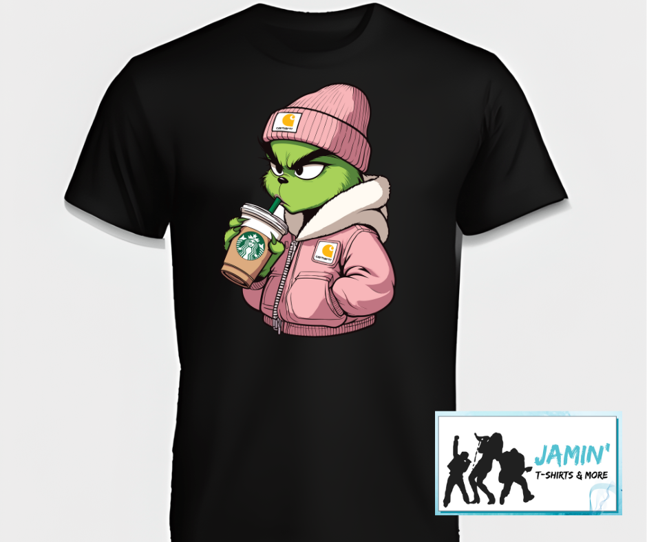Grinch with Coffee, Hat, and Jacket