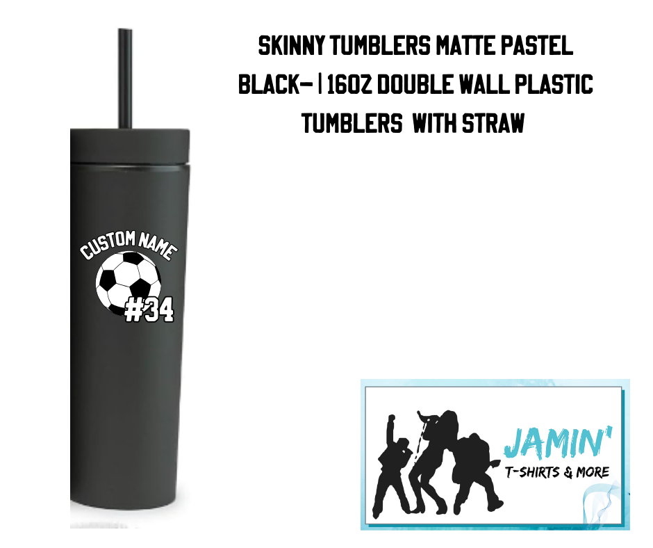 Custom Name and Number Soccer 16 oz Tumbler