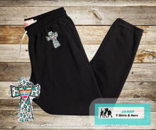 Load image into Gallery viewer, Leopard Cross with Heart Sweatpants
