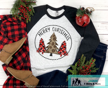 Load image into Gallery viewer, Merry Christmas Circle Leopard/Buffalo Plaid Trees
