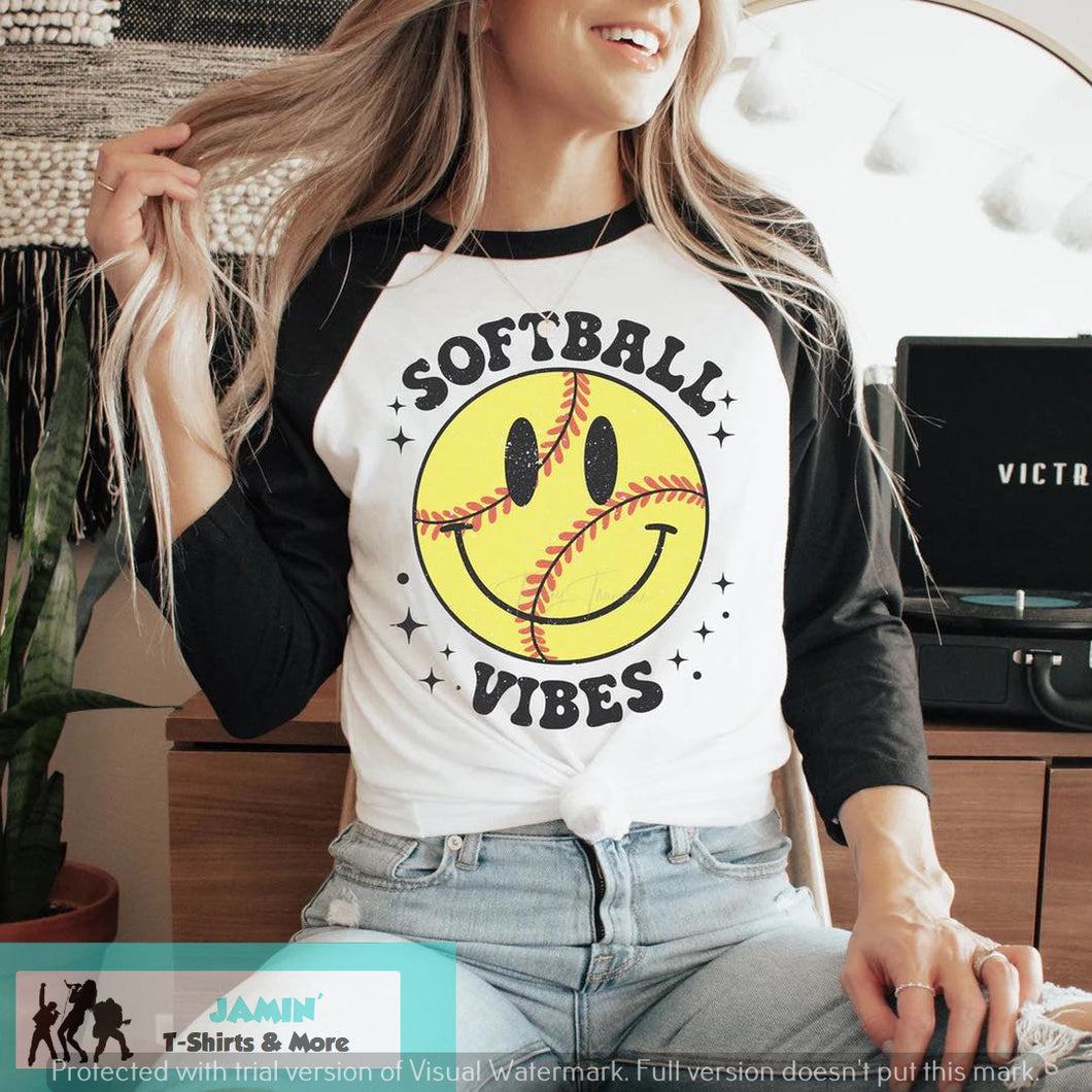 Softball Vibes Happy Face