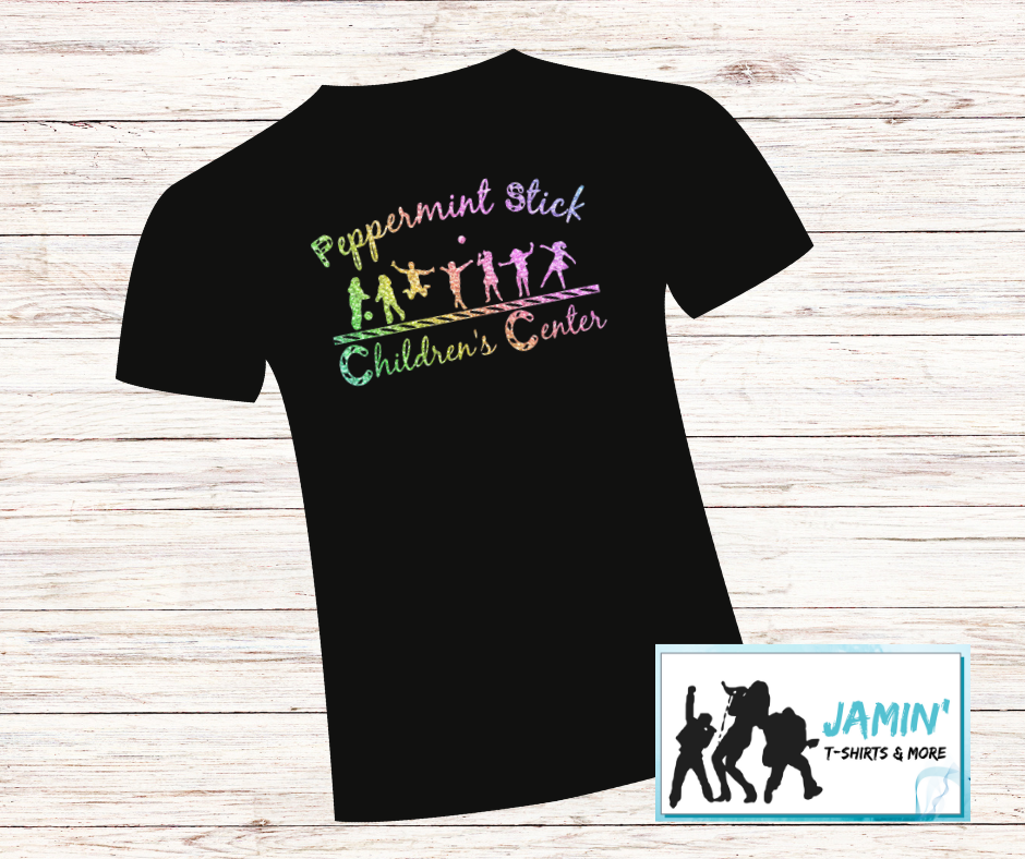 Peppermint Stick Childrens Center (Pastel Rainbow font) TShirt