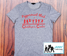 Load image into Gallery viewer, Peppermint Stick Childrens Center (Red font) TShirt
