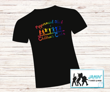 Load image into Gallery viewer, Peppermint Stick Childrens Center (Rainbow font) TShirt
