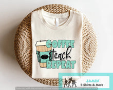 Load image into Gallery viewer, Coffee Teach Repeat (teal crayon)
