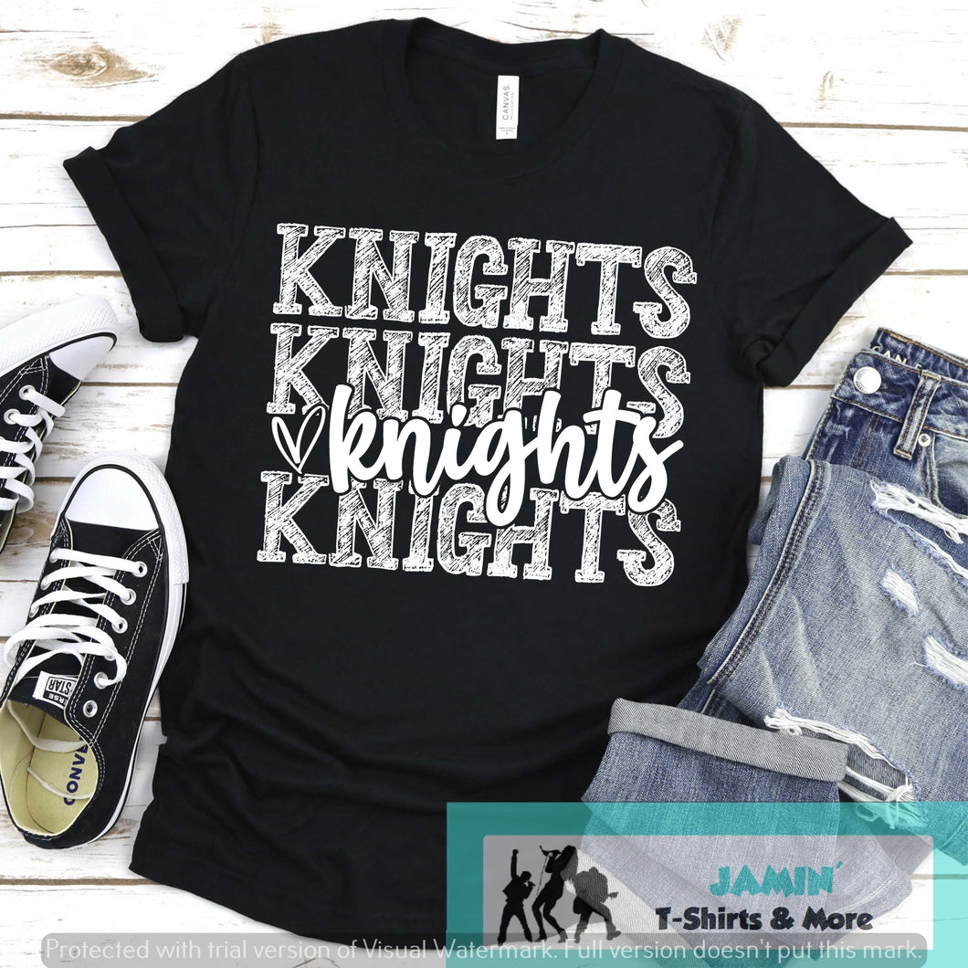 Knights Repeated with Heart - White Font