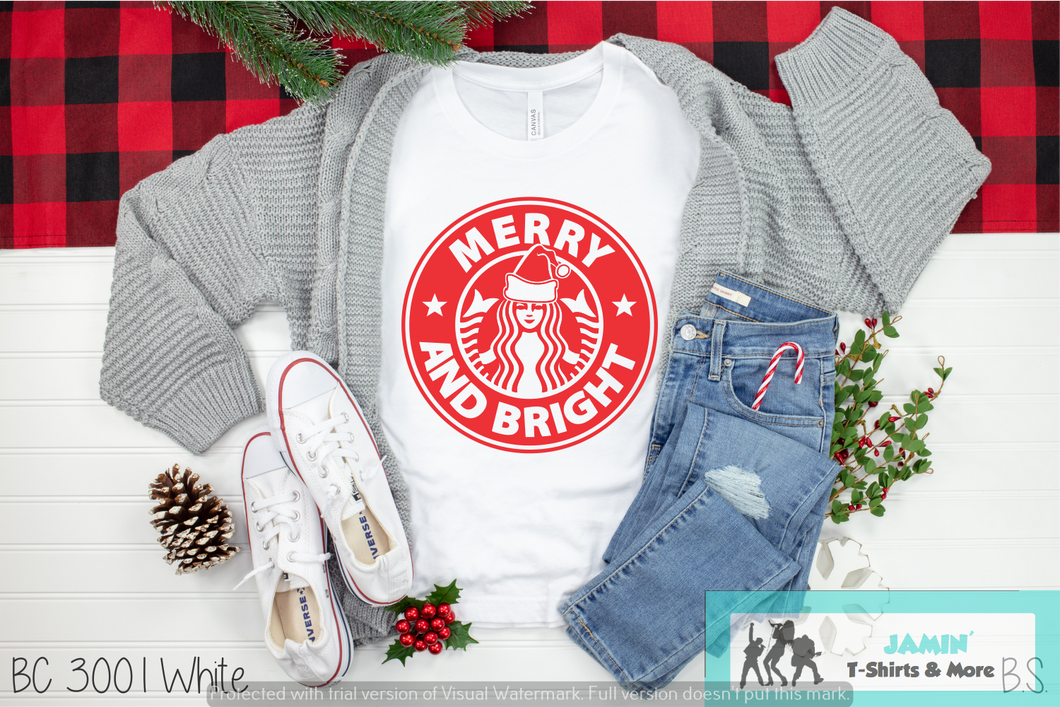Merry & Bright Red Coffee Logo