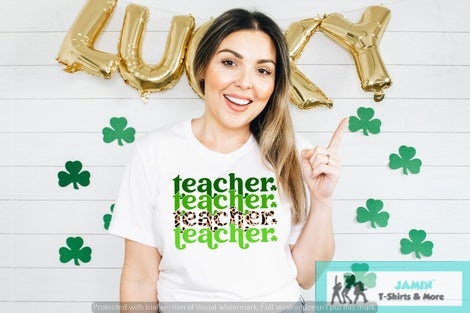 Stacked Green and Leopard Teacher