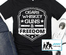 Load image into Gallery viewer, Cigars Whiskey Guns and Freedom
